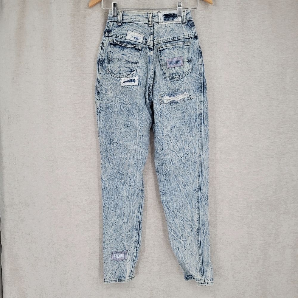 The Beverly Hills Denim Company 80s High Waisted Acid Wash Patchwork Jeans